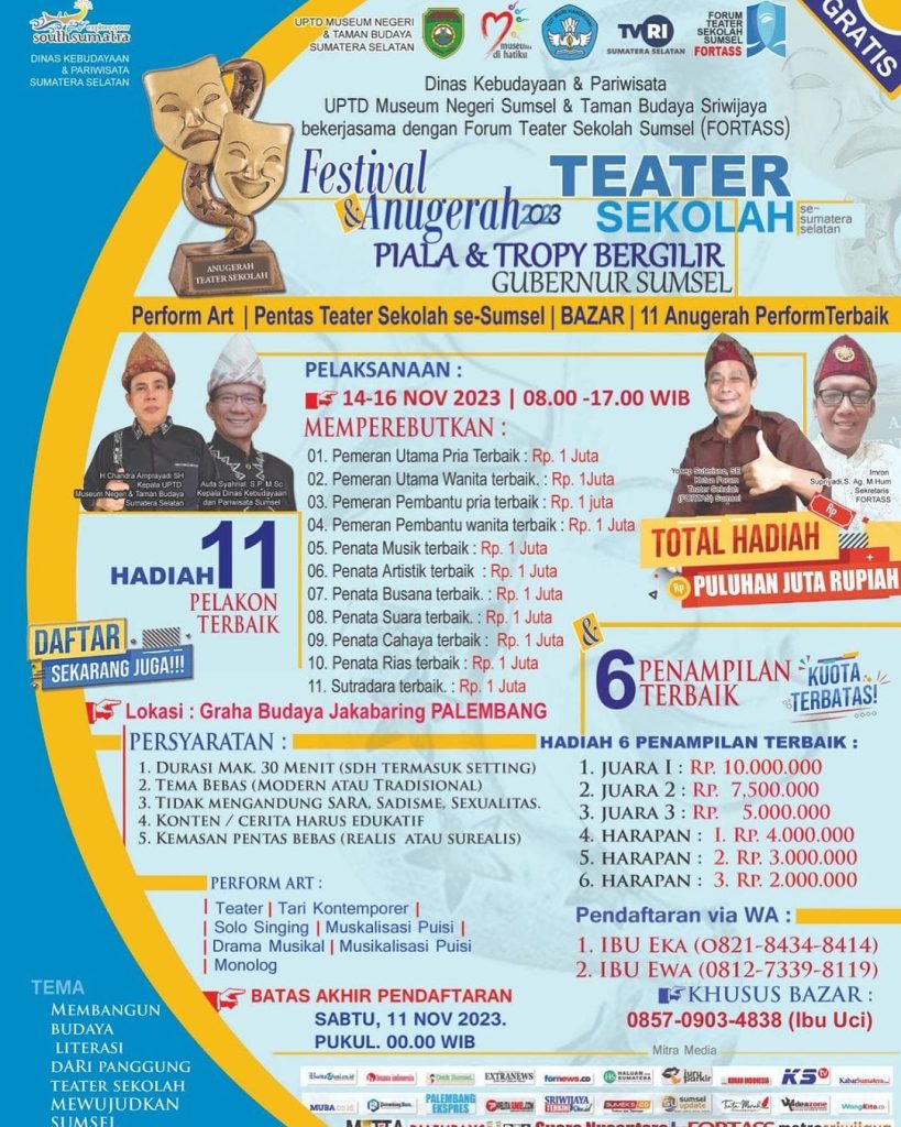 Festival Dan Anugerah Teater Sekolah Se Sumatera Selatan Tahun 2023